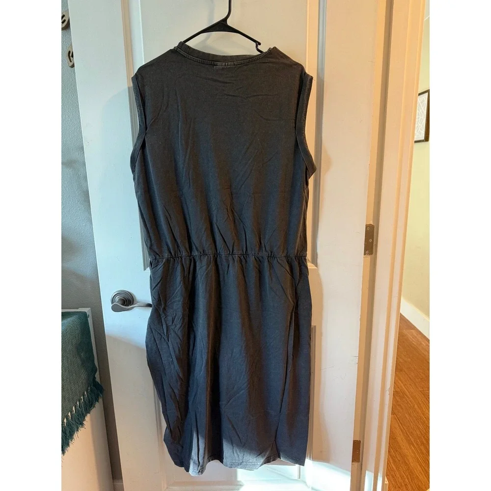 City Chic Ivy Wash Black Acid Ruched Mini Dress NWT Plus‎ Size Sleeveless